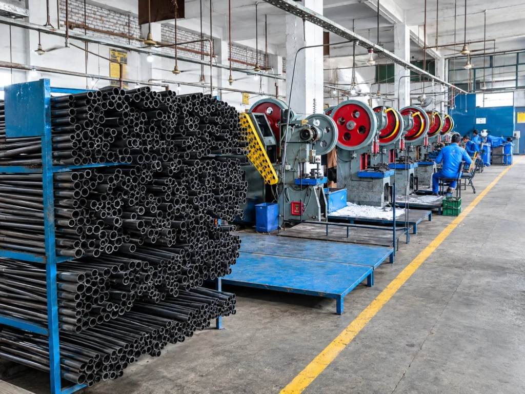 Precision Press Line in a Busy Factory